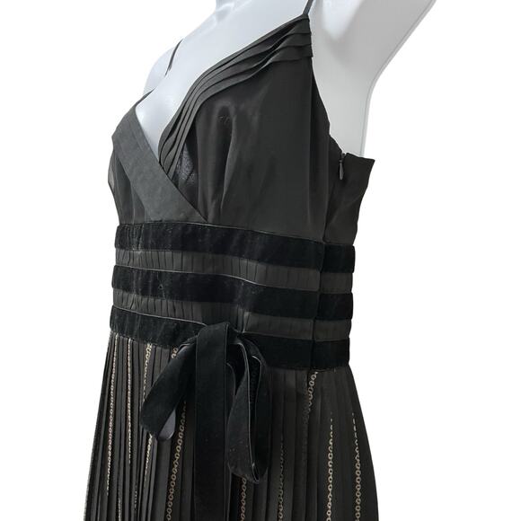 VTG Ann Taylor Velvet Trim Midi Dress Size 4 Black Y2K Fairy Grunge Whimsigoth - Picture 4 of 8